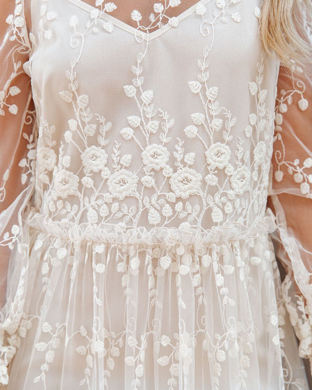 Blanche Embroidered Mesh Midi Dress - FINAL SALE sold by Vici product image thumbnail 4