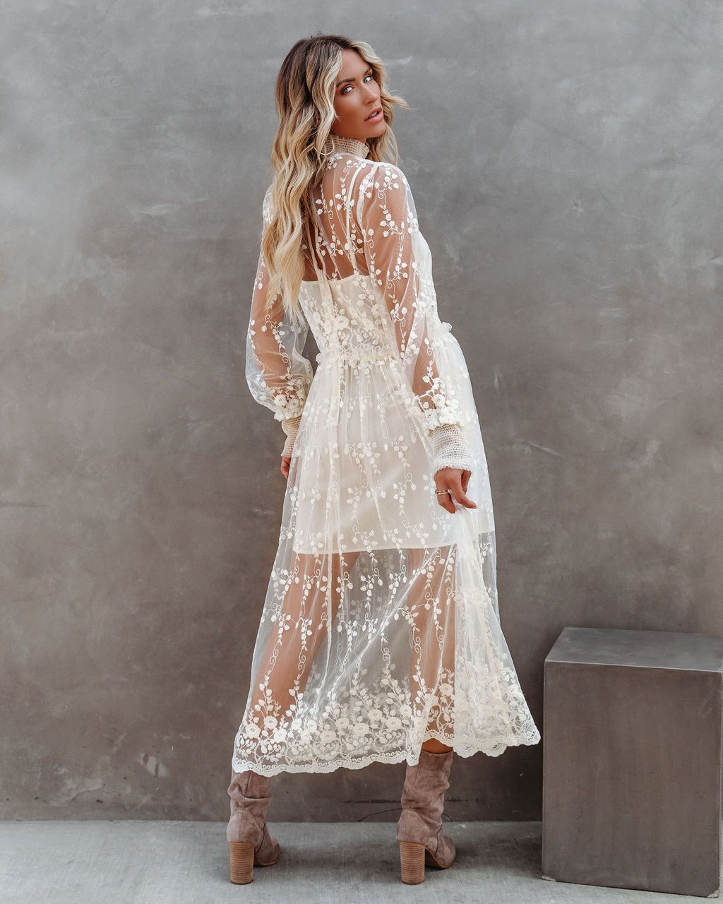 Blanche Embroidered Mesh Midi Dress - FINAL SALE sold by Vici product image thumbnail 2
