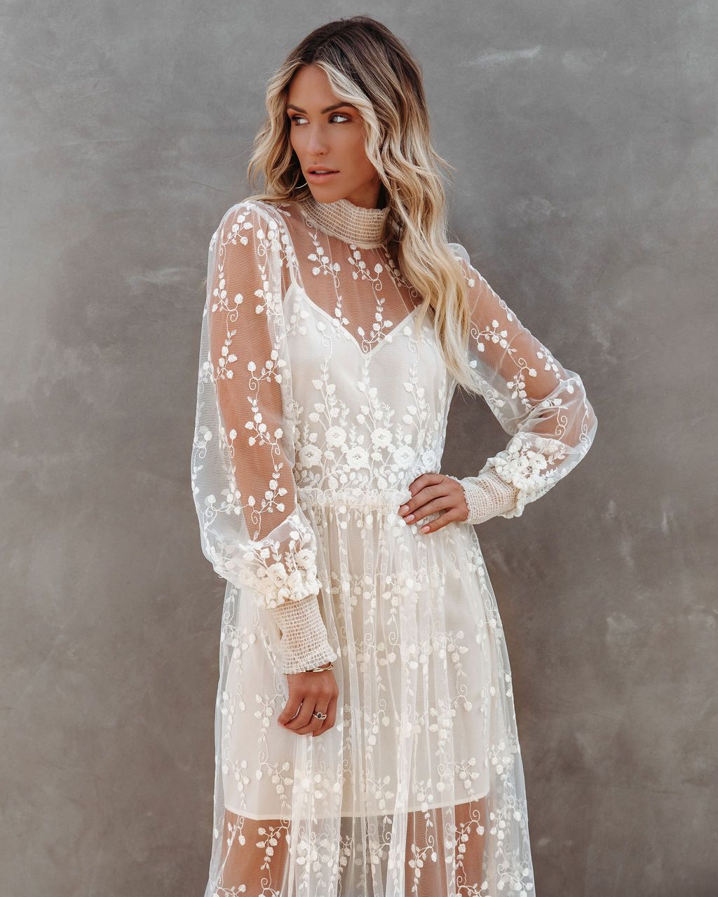 Blanche Embroidered Mesh Midi Dress - FINAL SALE sold by Vici product image thumbnail 10