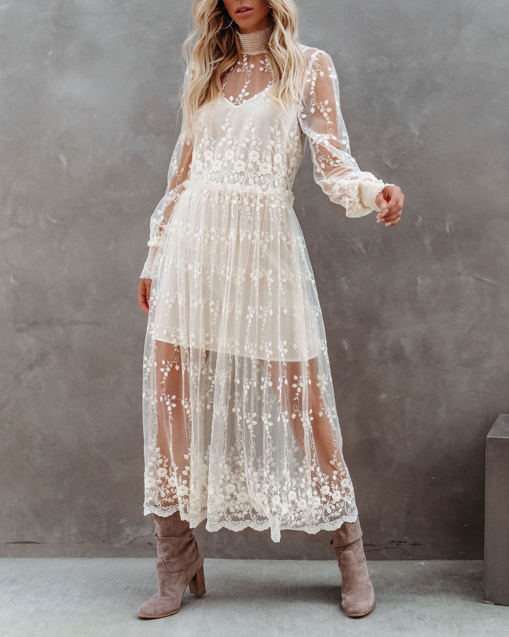Blanche Embroidered Mesh Midi Dress - FINAL SALE sold by Vici product image thumbnail 3