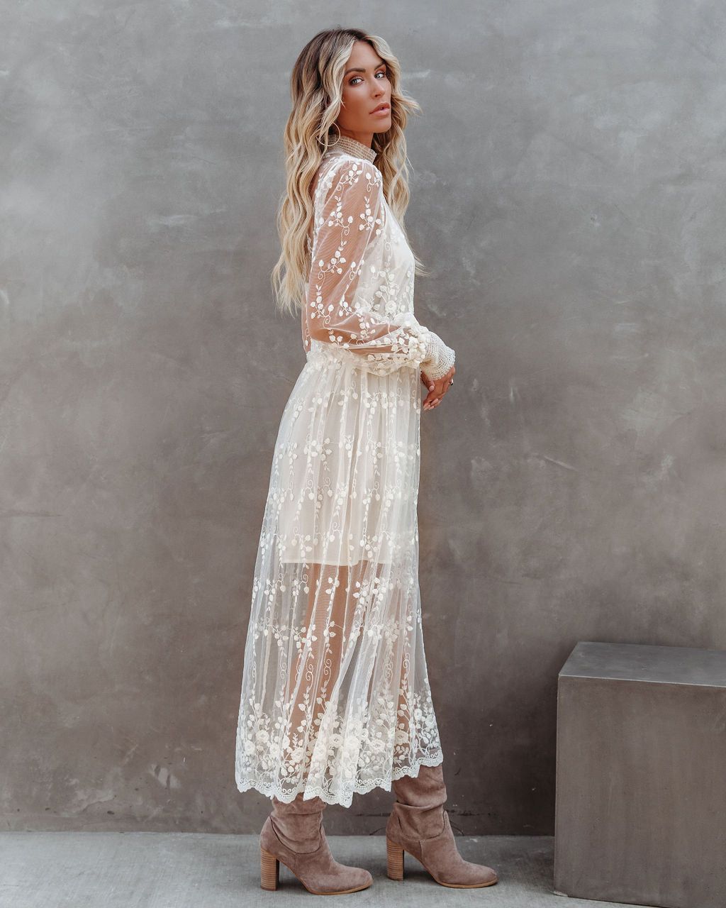 Blanche Embroidered Mesh Midi Dress - FINAL SALE sold by Vici product image thumbnail 6