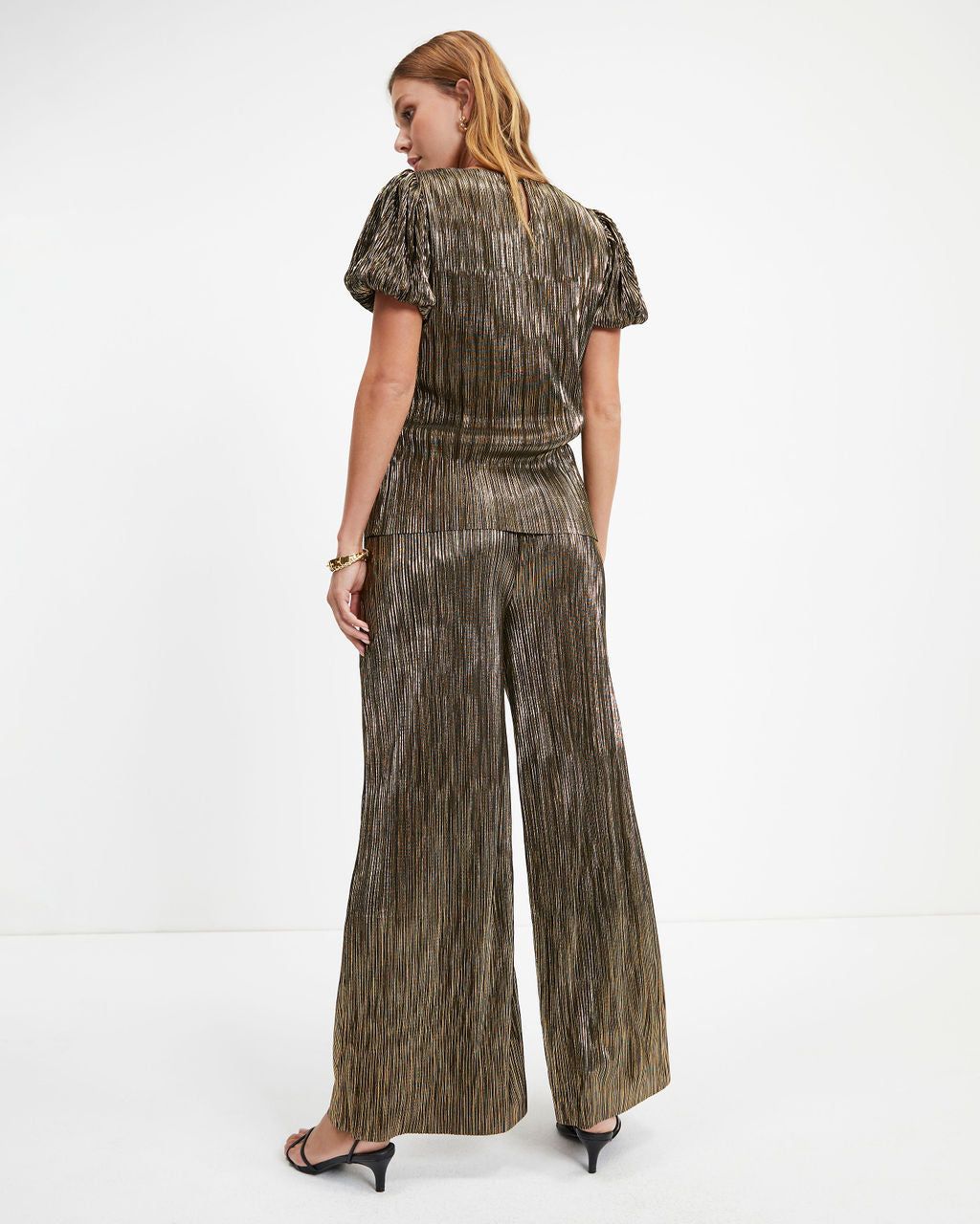Disco Living Plisse Metallic Puff Sleeve Top sold by Vici product image thumbnail 5
