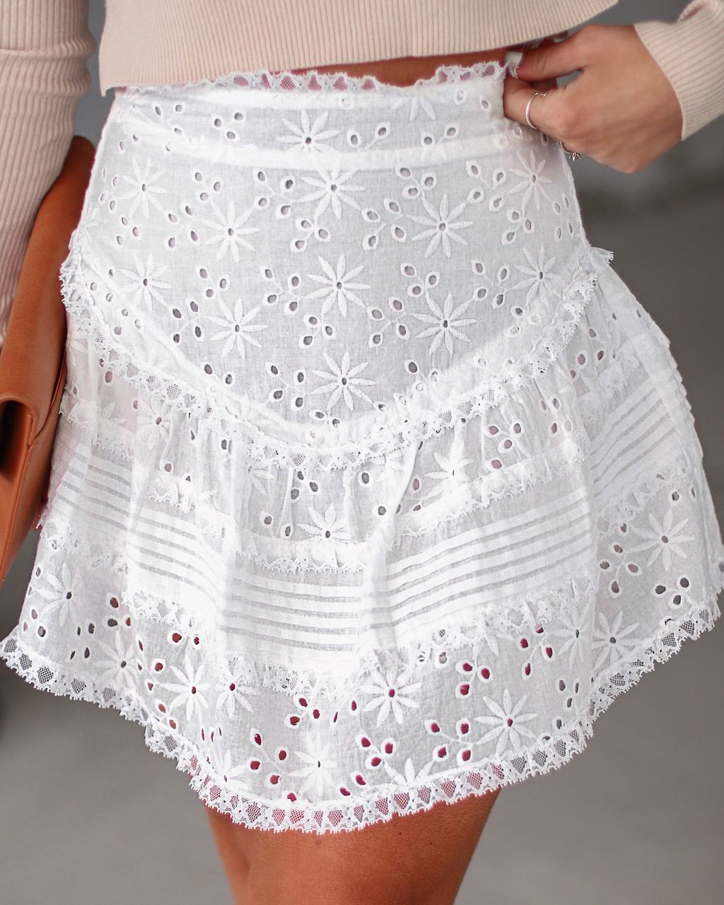 Best Day Ever Eyelet Tiered Mini Skirt sold by Vici product image thumbnail 2