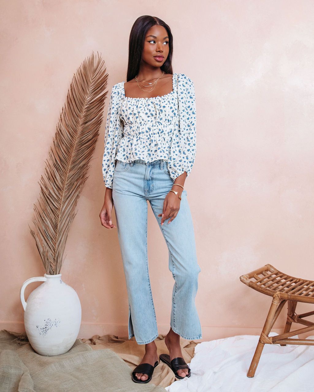 Small Town Babe Floral Balloon Sleeve Top sold by Vici product image thumbnail 3