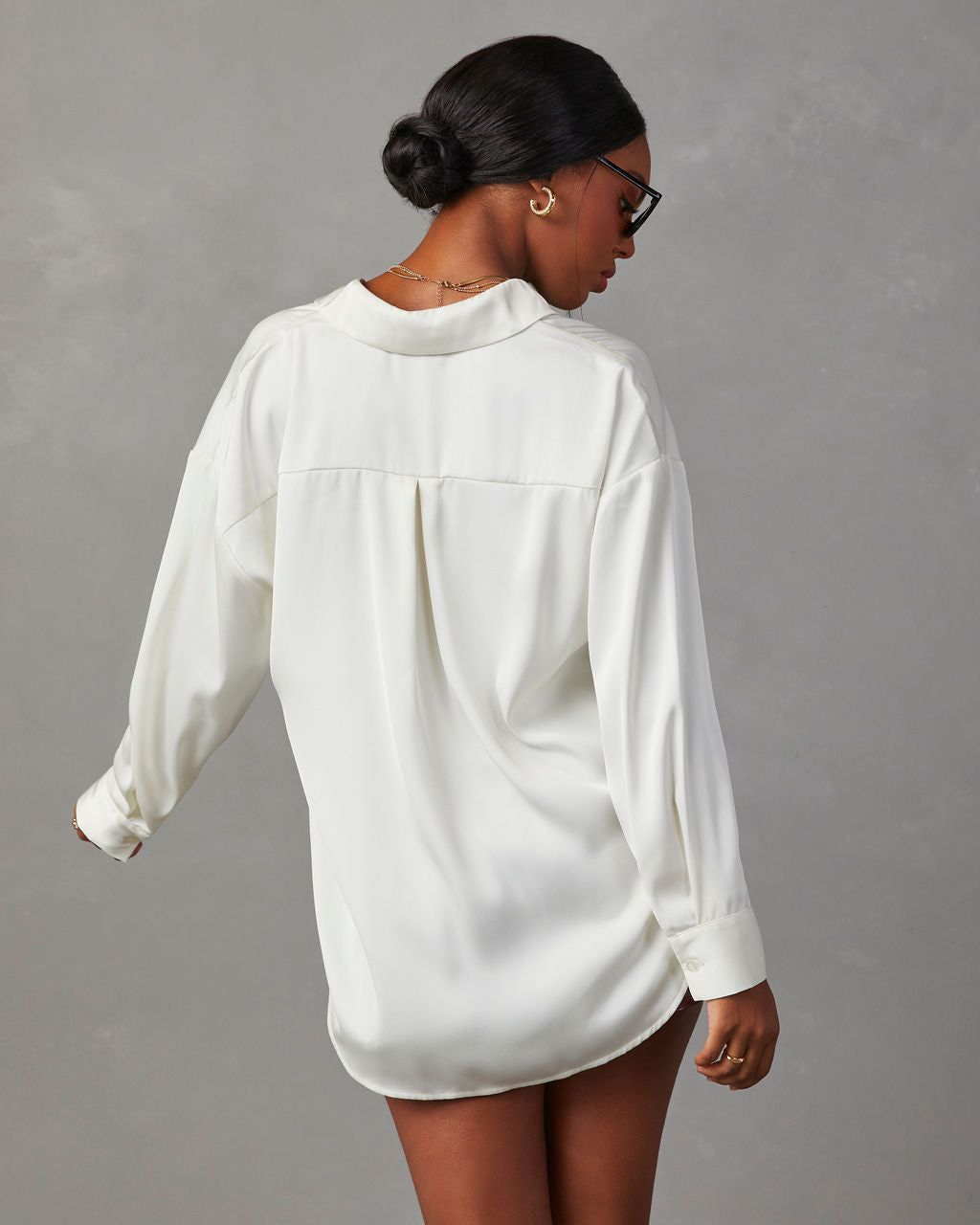 Midsummer Romance Satin Button Down Top - Ivory sold by Vici product image thumbnail 4