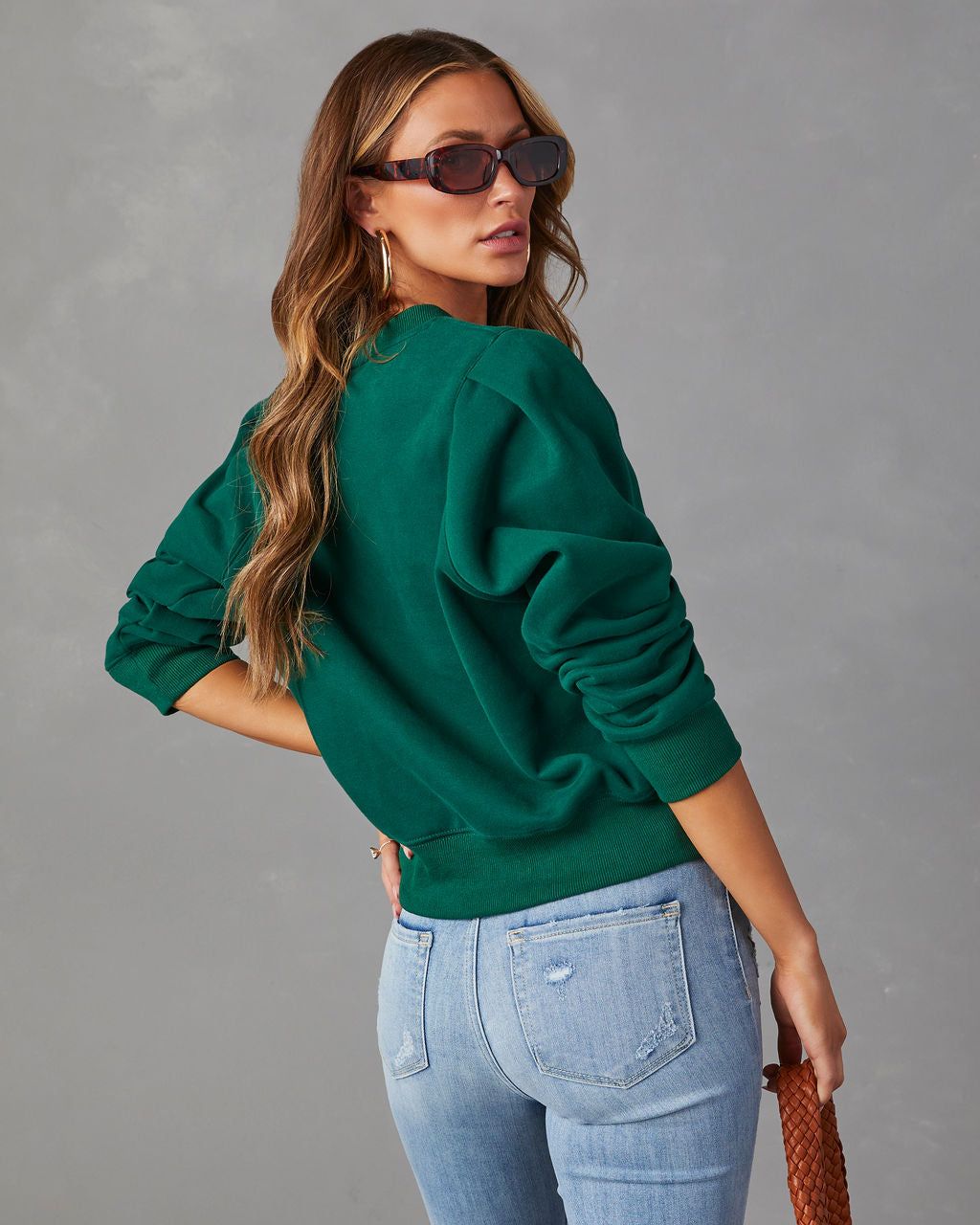 Huddy Cotton Sweatshirt - Hunter Green sold by Vici product image thumbnail 4