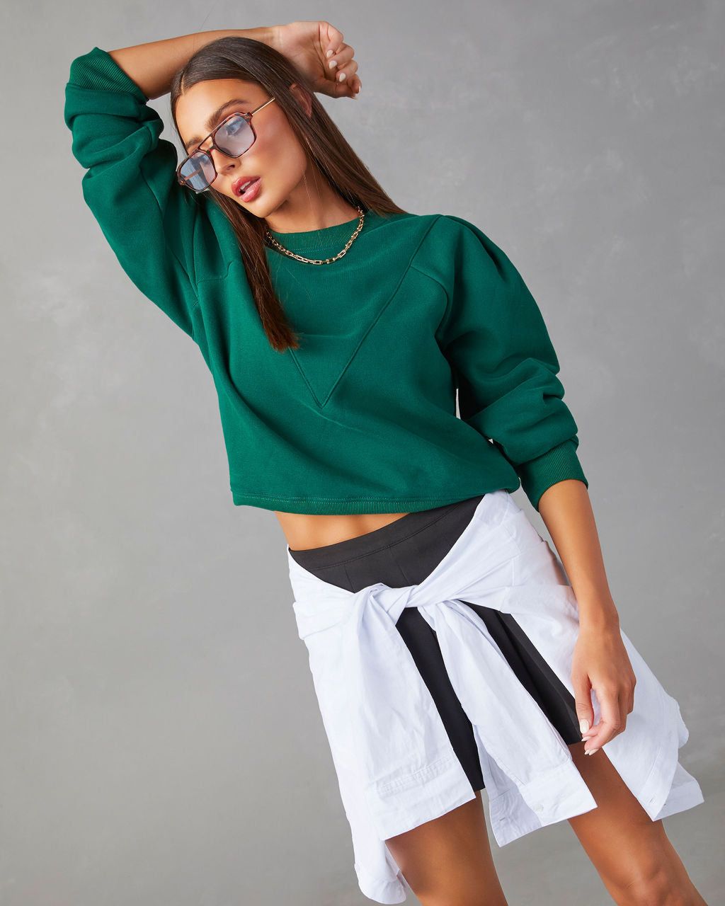 Huddy Cotton Sweatshirt - Hunter Green sold by Vici product image thumbnail 3