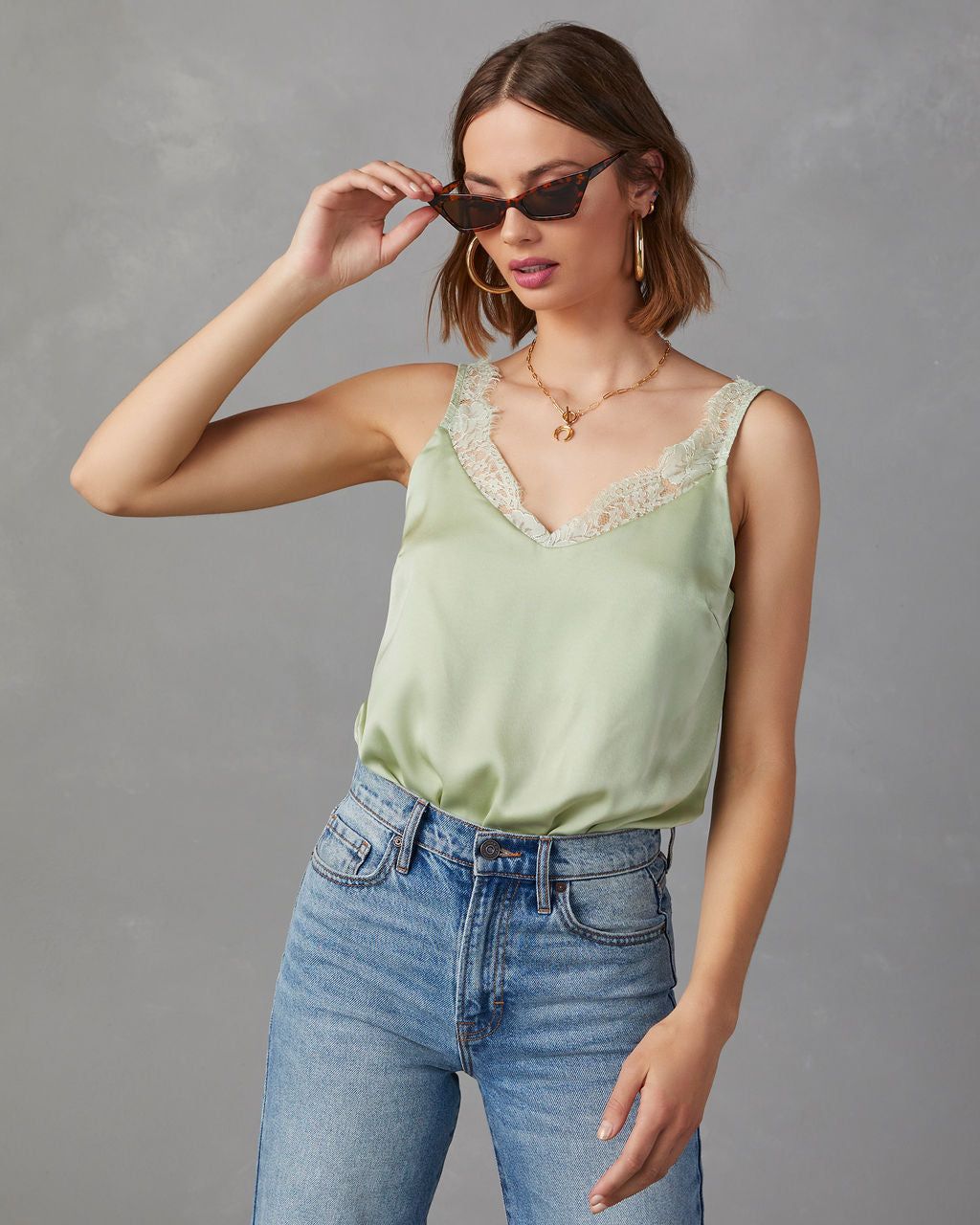 Donatella Satin Lace Bodysuit - Mint Green - FINAL SALE sold by Vici