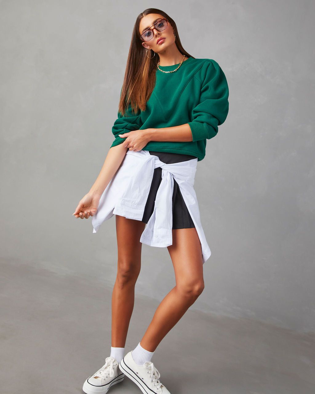 Huddy Cotton Sweatshirt - Hunter Green sold by Vici product image thumbnail 2