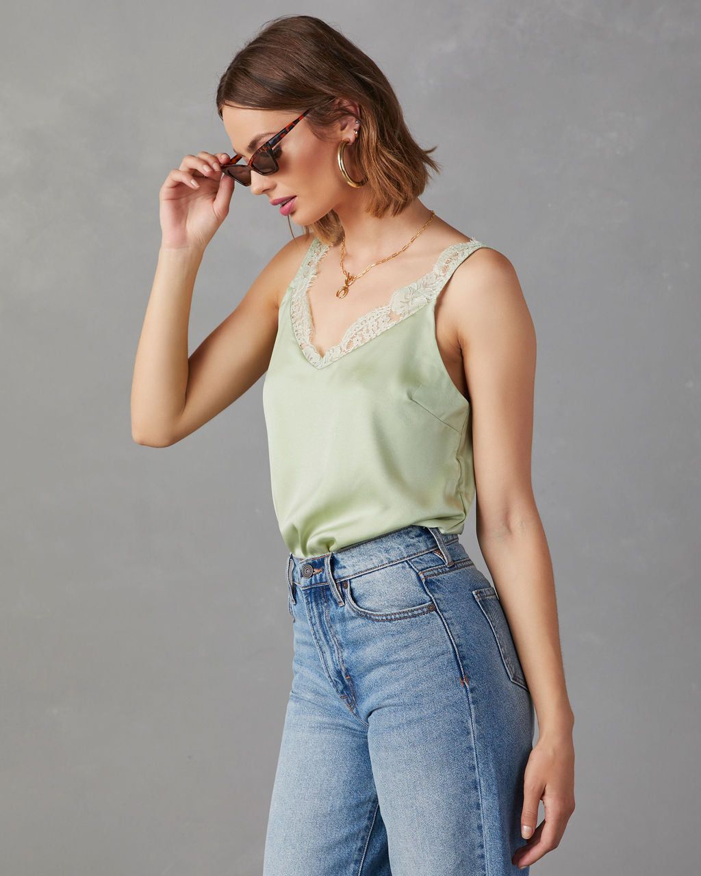 Donatella Satin Lace Bodysuit - Mint Green - FINAL SALE sold by Vici product image thumbnail 4