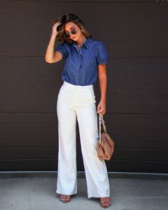 Wylder Denim Button Up Short Sleeve Top sold by Vici