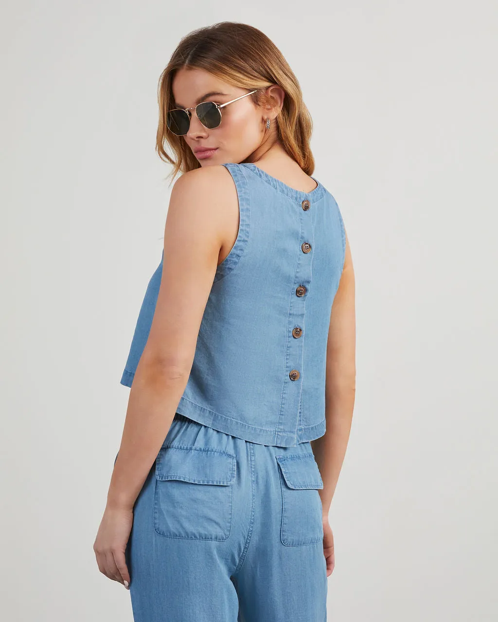 Ian Chambray Sleeveless Top sold by Vici product image thumbnail 4