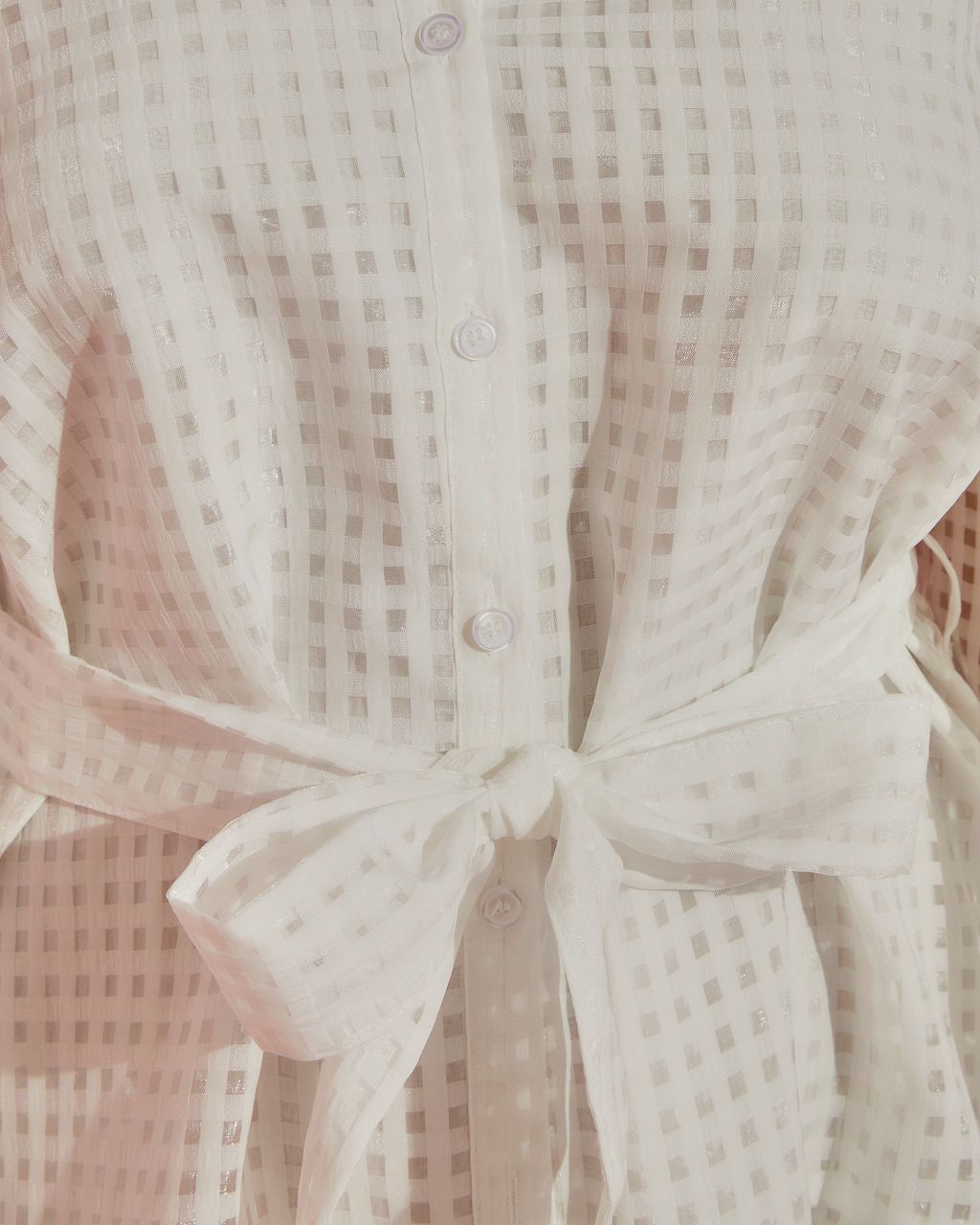 Gaia Gingham Puff Sleeve Tiered Tie Waist Mini Dress sold by Vici product image thumbnail 3