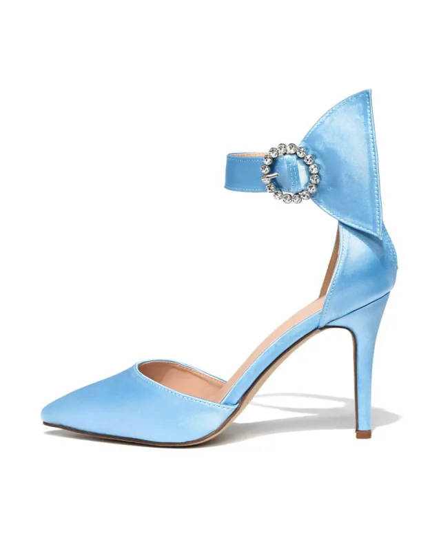 Belle Of The Ball Satin Embellished Pointed Heel - Light Blue - FINAL SALE made by Vici