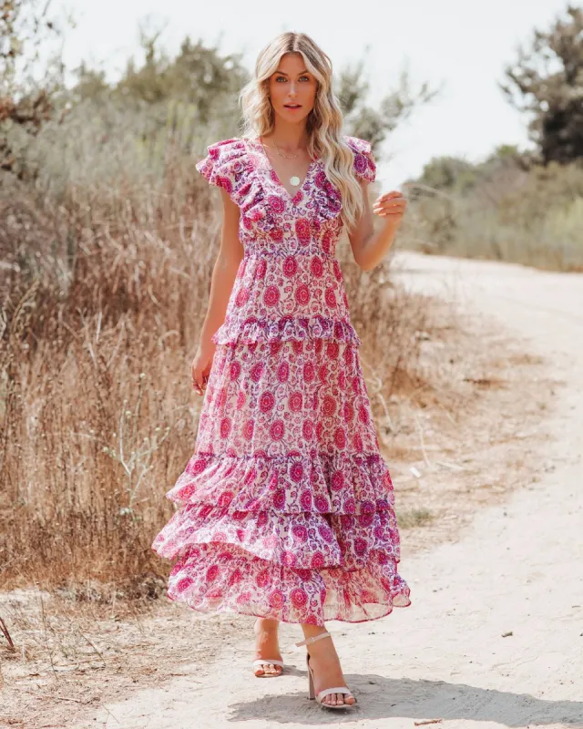 Soha Paisley Ruffle Tiered Maxi Dress - LAST CHANCE sold by Vici