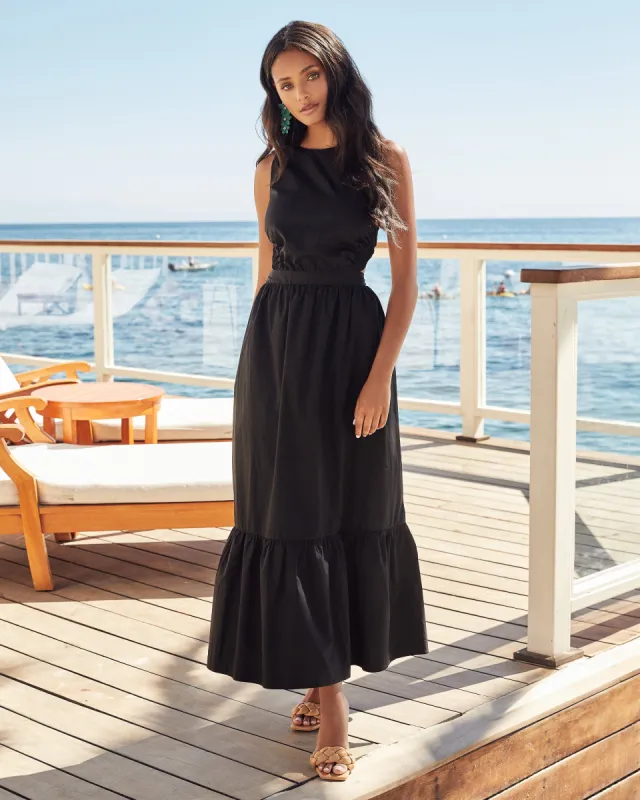 Poise Cotton Open Back Midi Dress - Black - FINAL SALE made by Vici
