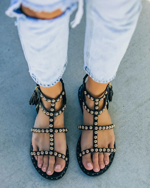Bina Studded Strappy Sandal - Black - FINAL SALE sold by Vici
