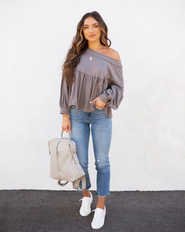 Sierra Cotton Babydoll Top - Ash Grey - FINAL SALE sold by Vici