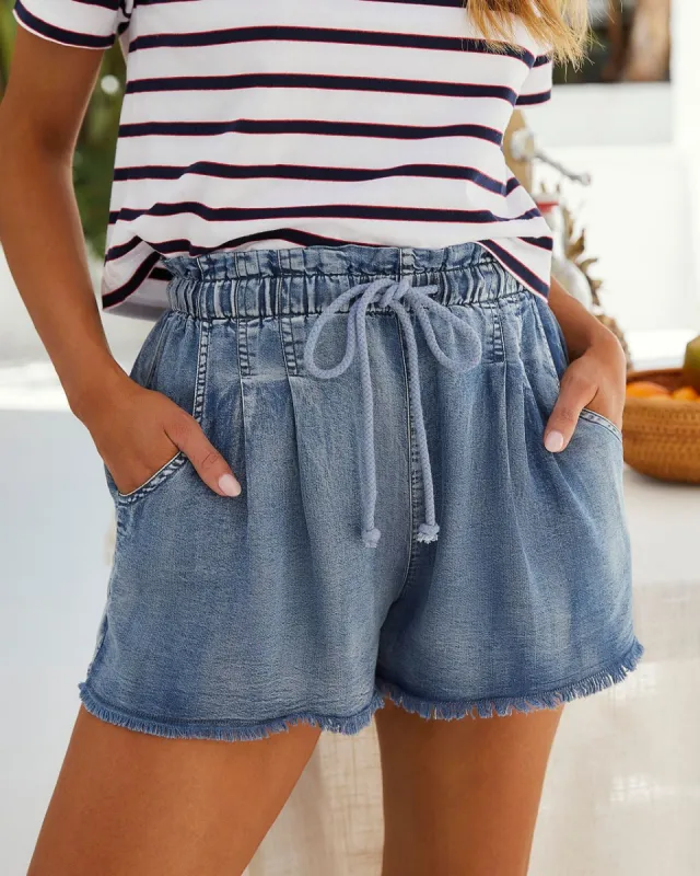 Harbor City Pocketed Frayed Hem Shorts sold by Vici