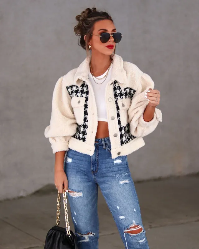 Christine Sherpa Houndstooth Jacket - LAST CHANCE sold by Vici