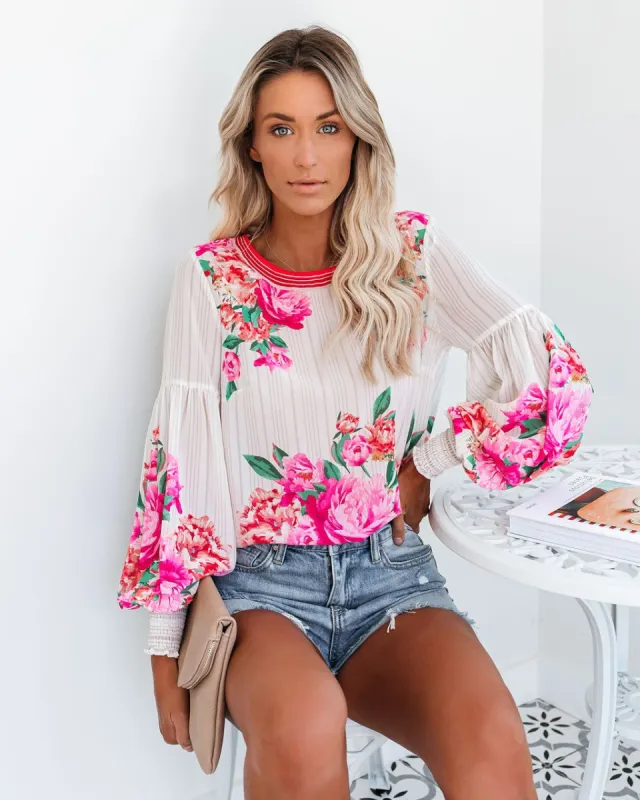 Valencia Rose Printed Blouse sold by Vici