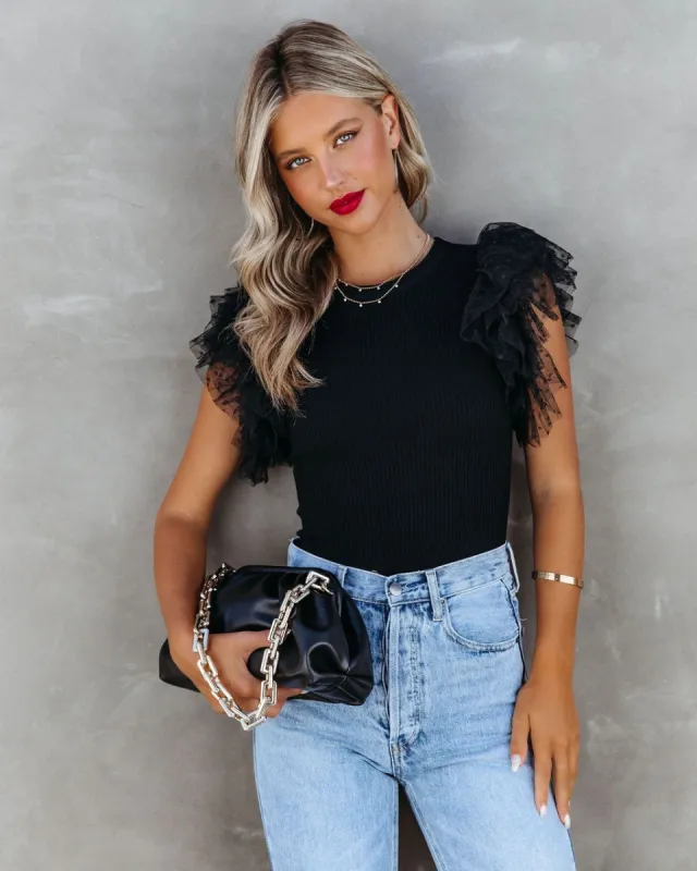 Swan Lake Ribbed Tulle Top sold by Vici