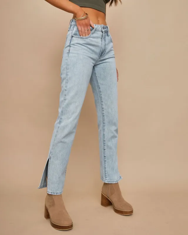 Icon High Rise Slit Straight Denim - SALE sold by Vici