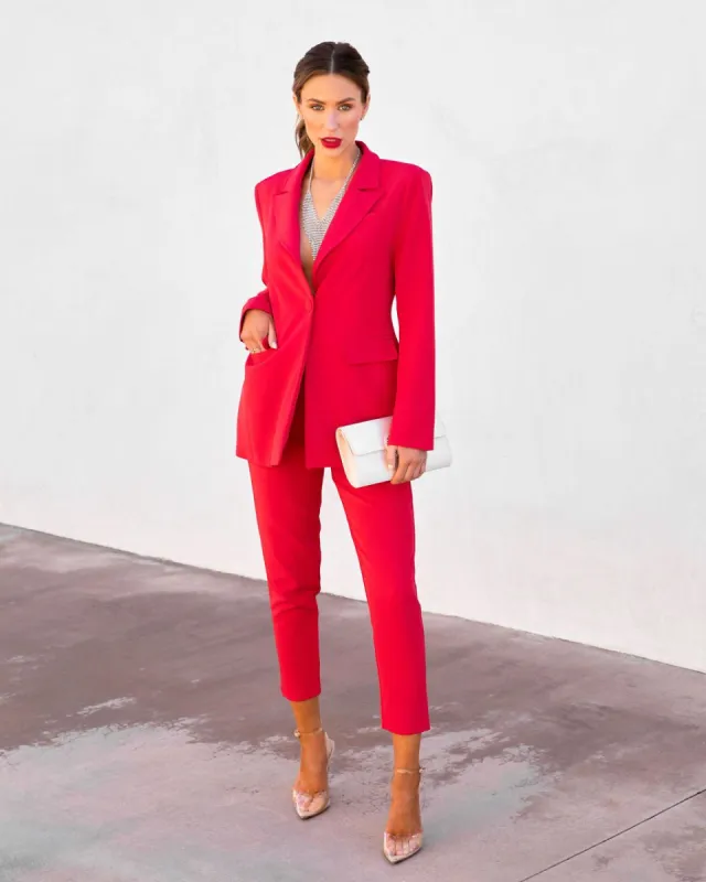 Next In Line Pocketed Blazer - Red - FINAL SALE sold by Vici