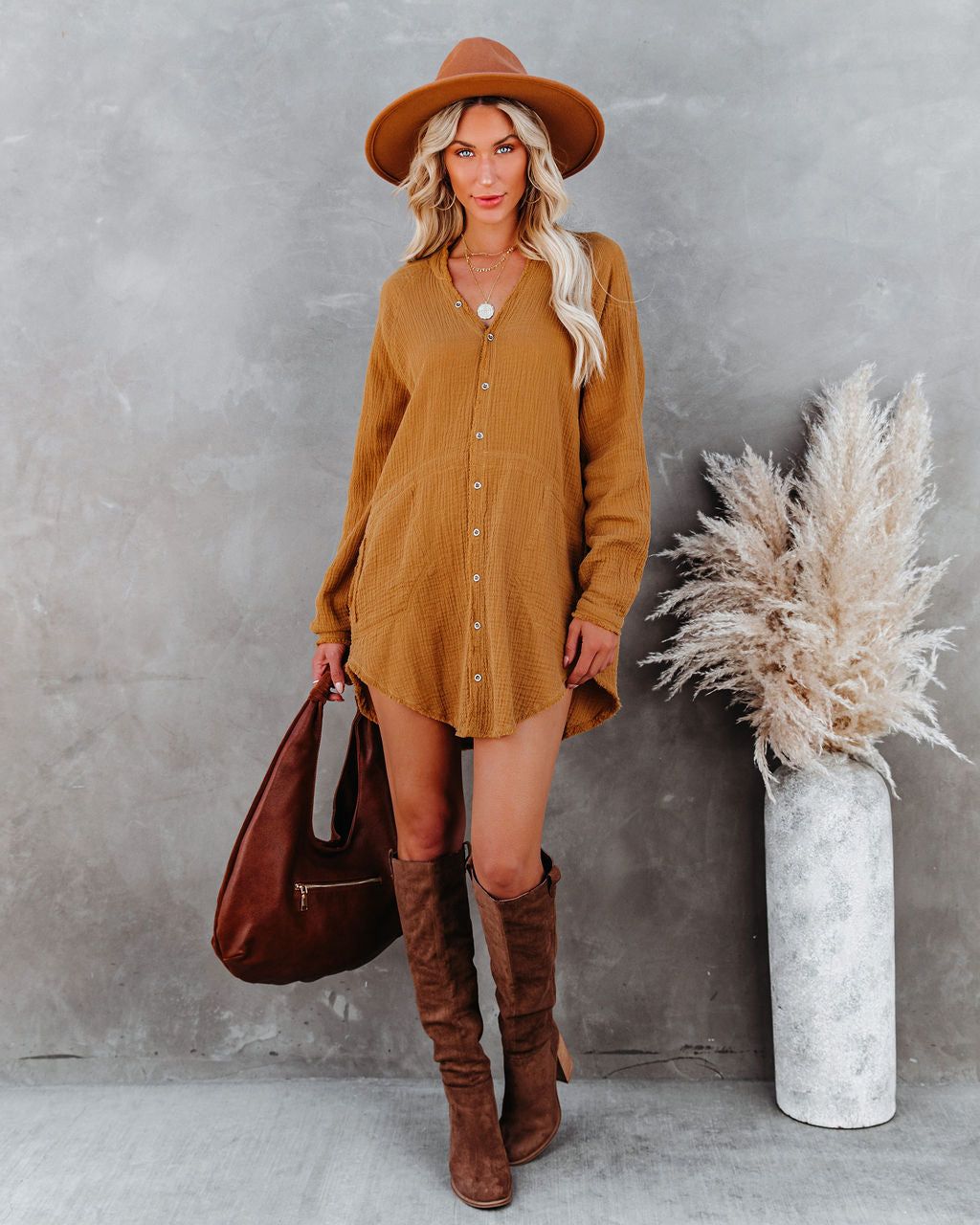 Kennedy Cotton Pocketed Button Down Tunic - Curry - FINAL SALE sold by Vici product image thumbnail 5