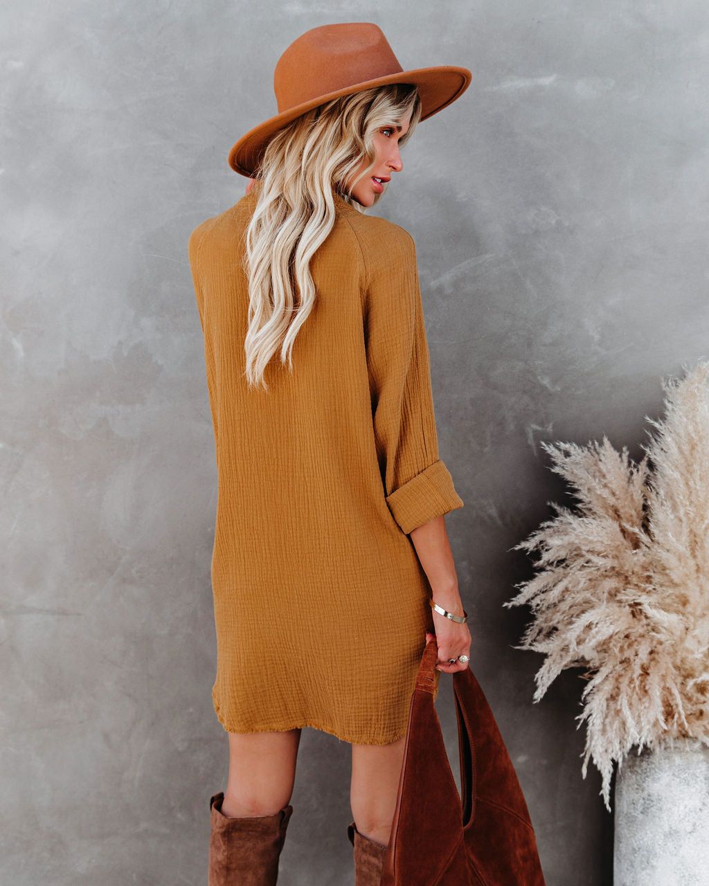 Kennedy Cotton Pocketed Button Down Tunic - Curry - FINAL SALE sold by Vici product image thumbnail 2