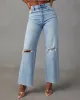 Alec Super Stretch High Rise Distressed Relaxed Denim sold by Vici