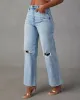 Alec Super Stretch High Rise Distressed Relaxed Denim sold by Vici