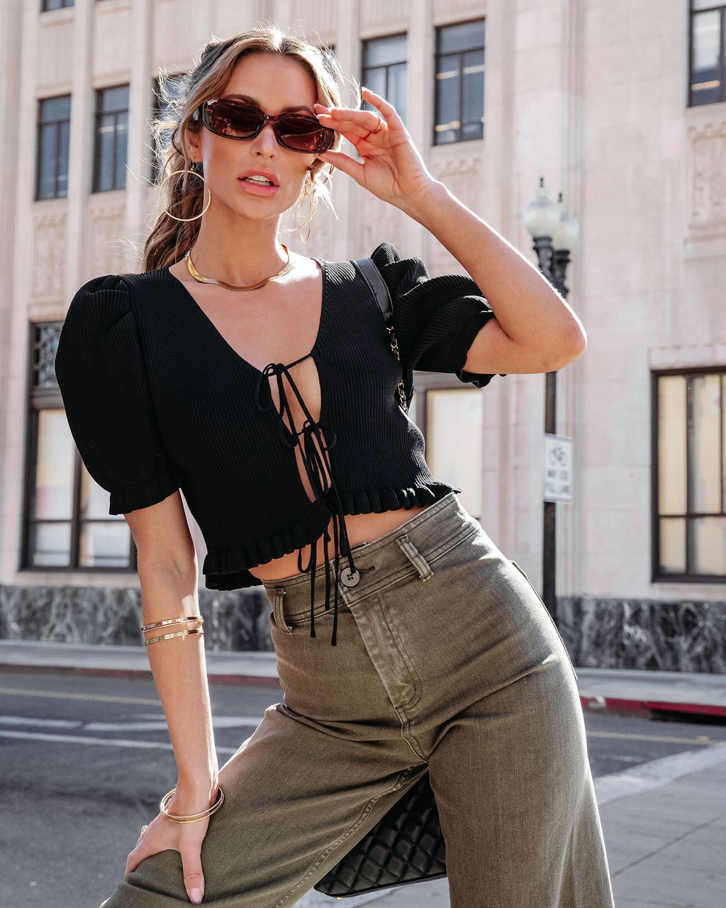 Dare You Ribbed Tie Front Top sold by Vici product image thumbnail 5