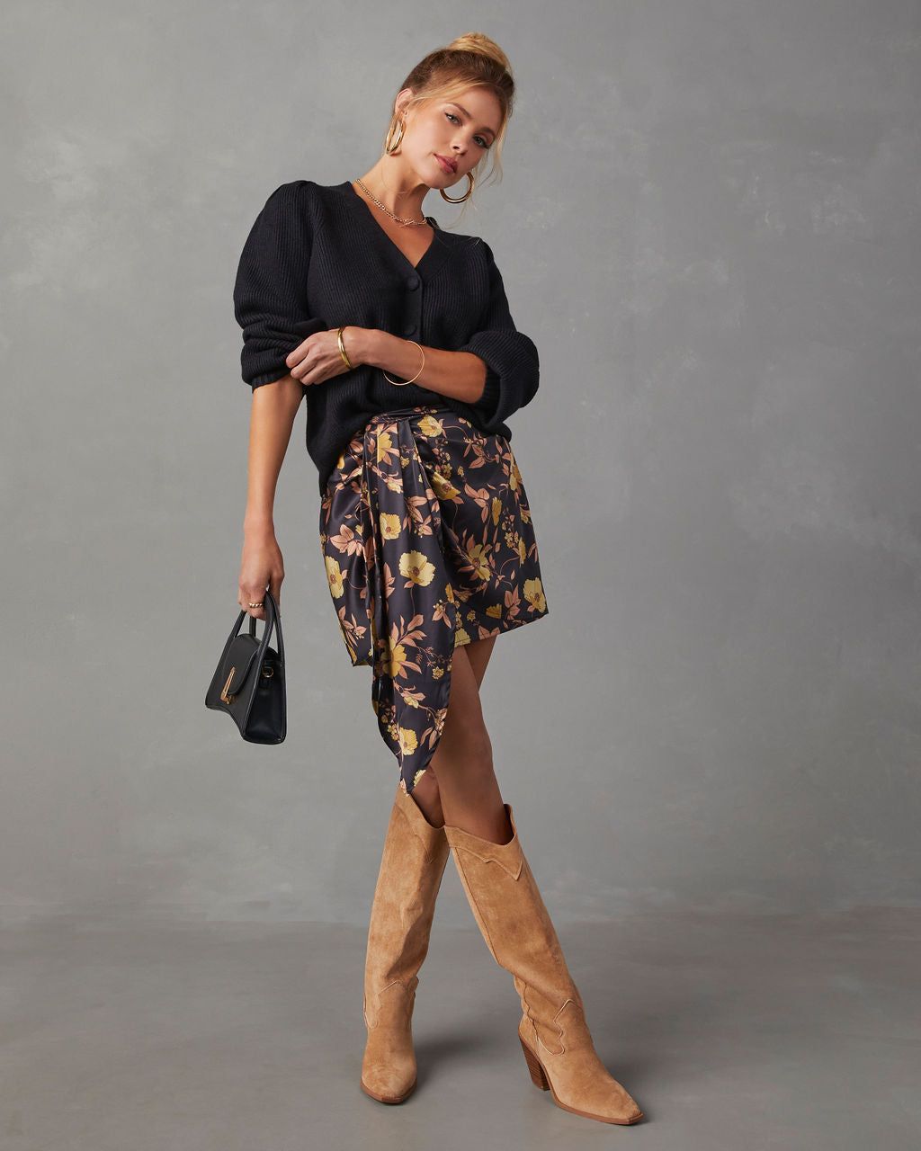 Summer City Nights Floral Mini Skirt sold by Vici product image thumbnail 3