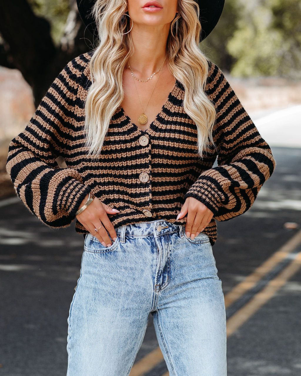 Devin Striped Button Front Knit Cardigan - FINAL SALE sold by Vici product image thumbnail 5