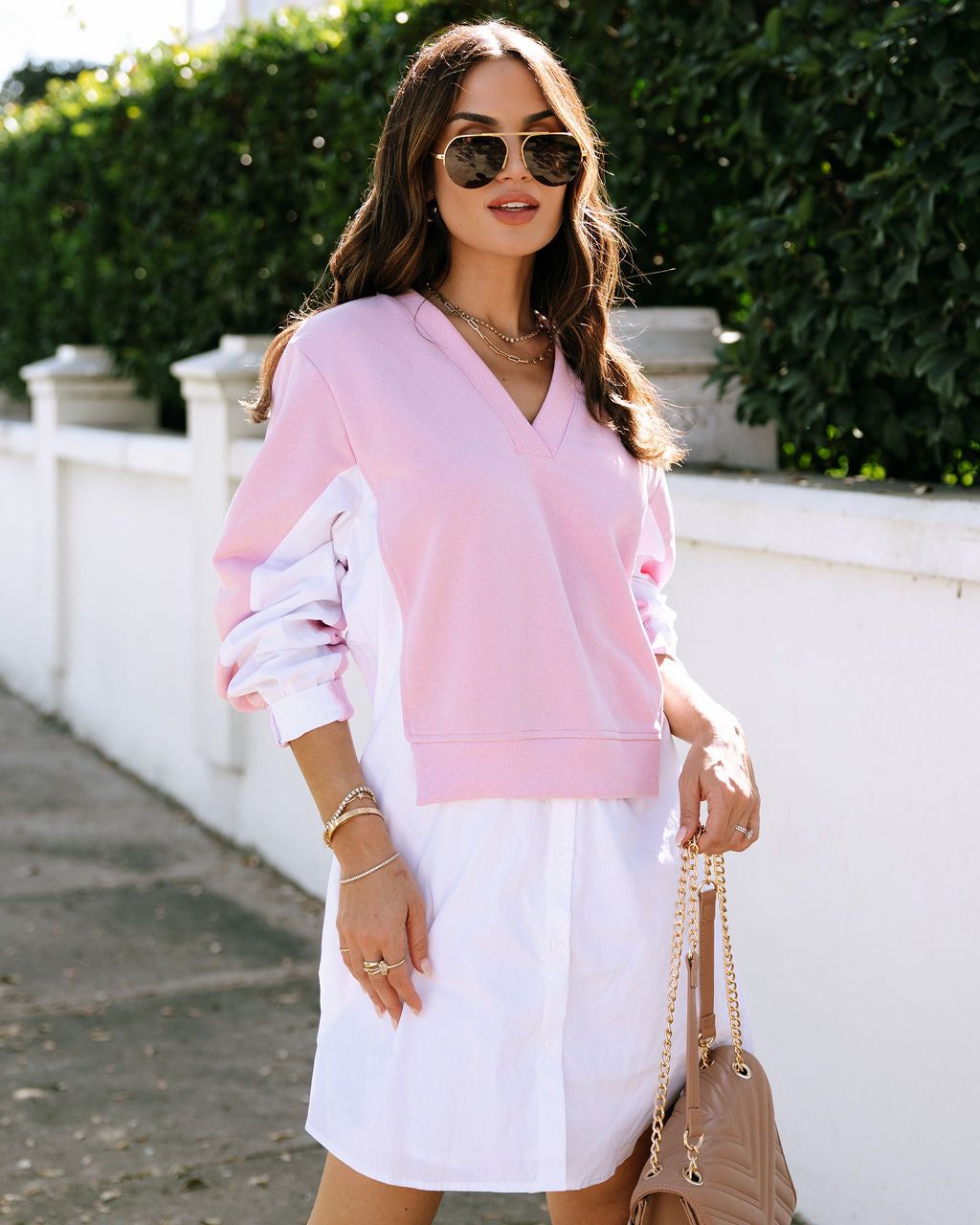 Lennon Cotton Contrast Mini Dress - Pink - FINAL SALE sold by Vici product image thumbnail 7