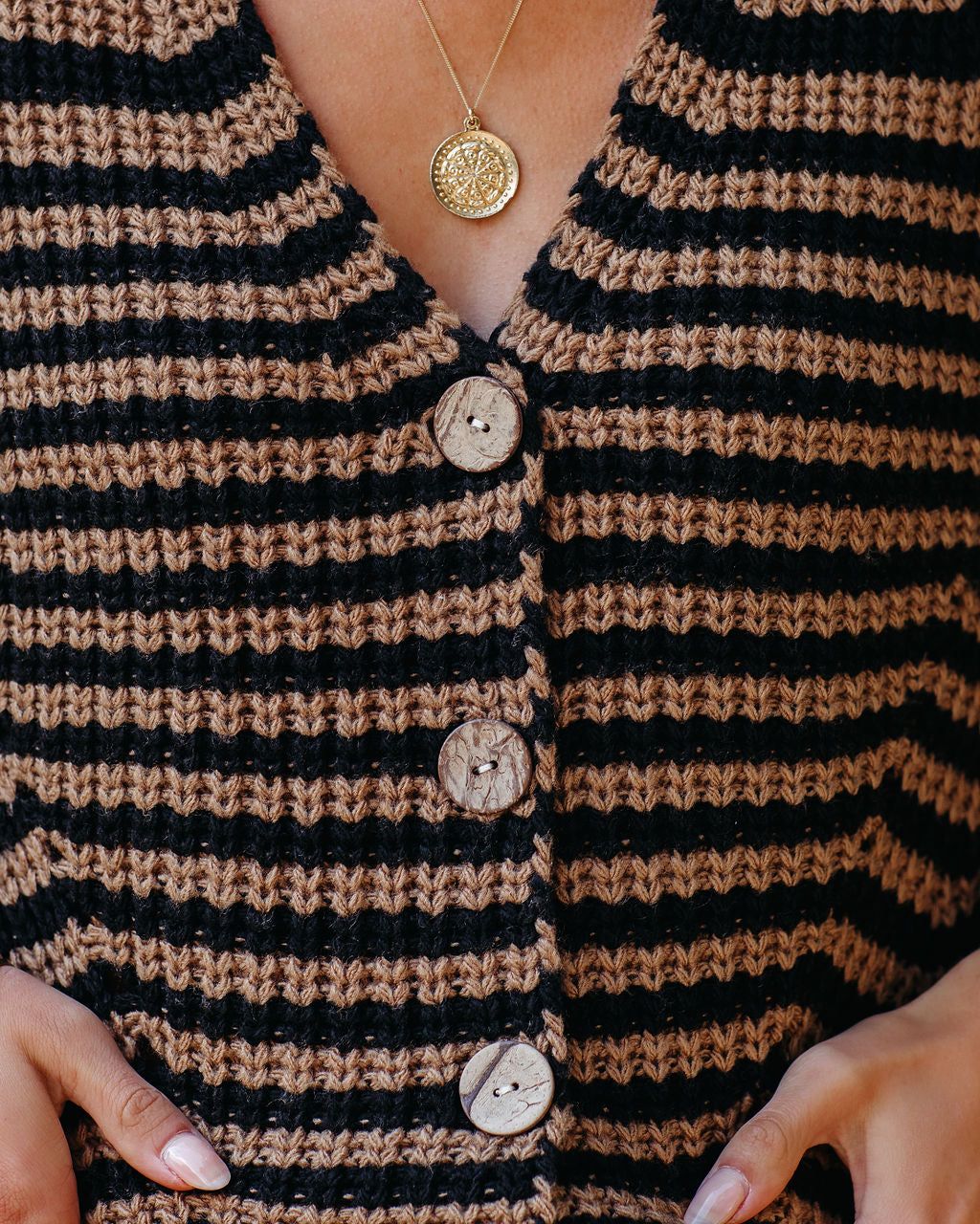 Devin Striped Button Front Knit Cardigan - FINAL SALE sold by Vici product image thumbnail 4