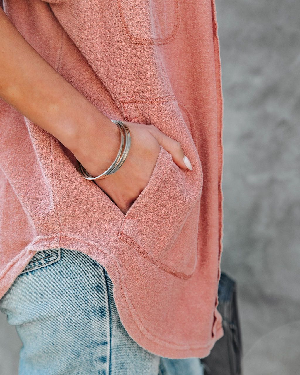 Carrara Cotton Blend Pocketed Shacket - Dry Rose - FINAL SALE sold by Vici product image thumbnail 4