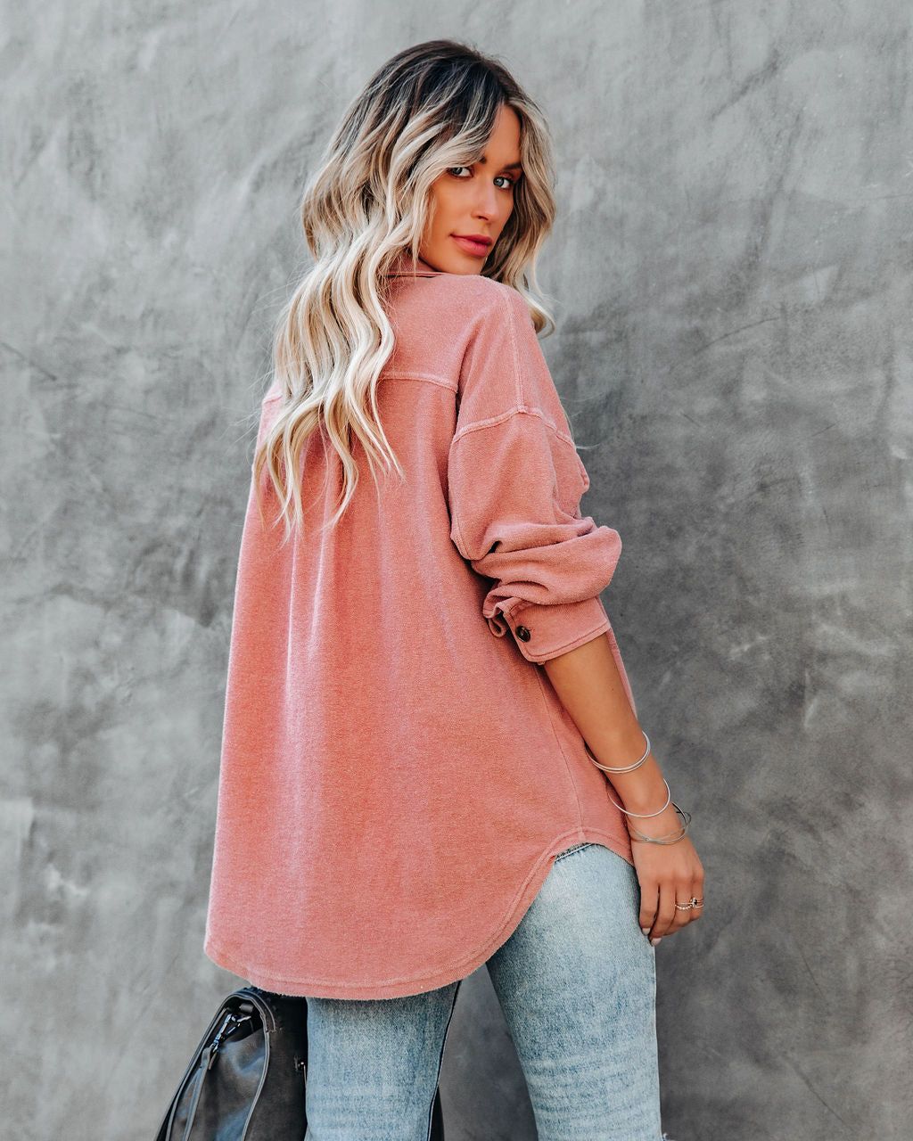 Carrara Cotton Blend Pocketed Shacket - Dry Rose - FINAL SALE sold by Vici product image thumbnail 2