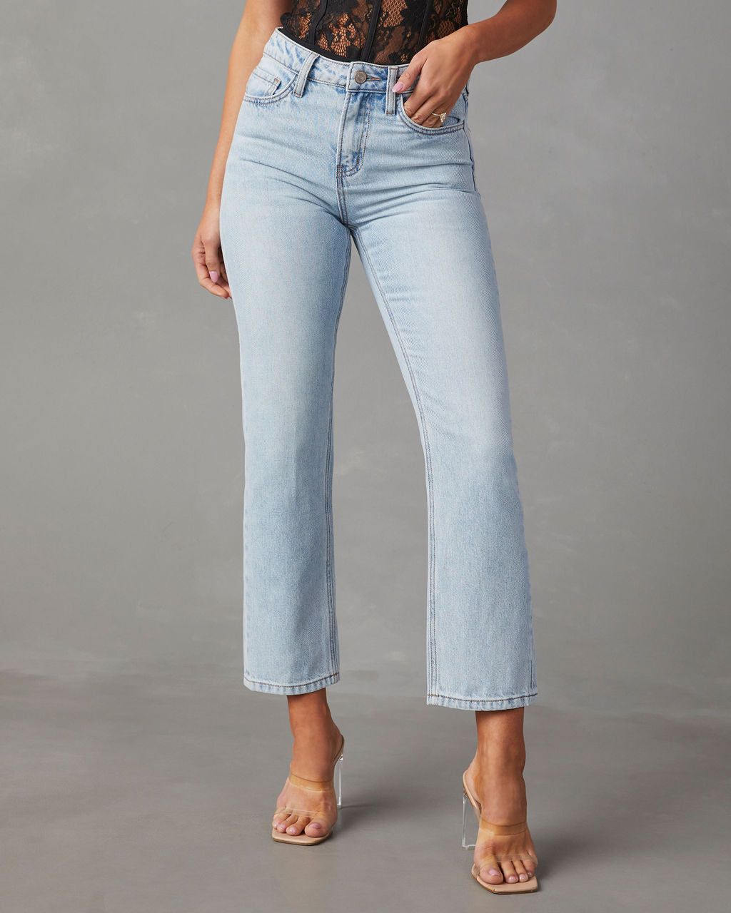Sherman High Rise Straight Leg Jeans - Light Wash sold by Vici product image thumbnail 2