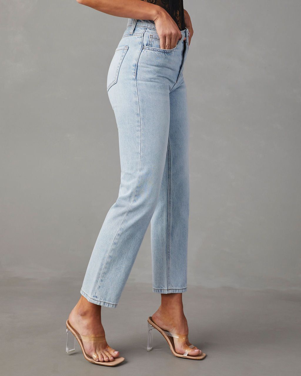Sherman High Rise Straight Leg Jeans - Light Wash sold by Vici product image thumbnail 3