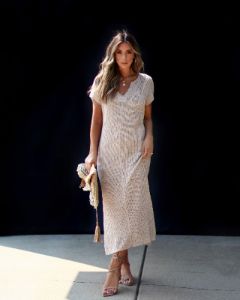 Heat Things Up Crochet Knit Maxi Dress sold by Vici
