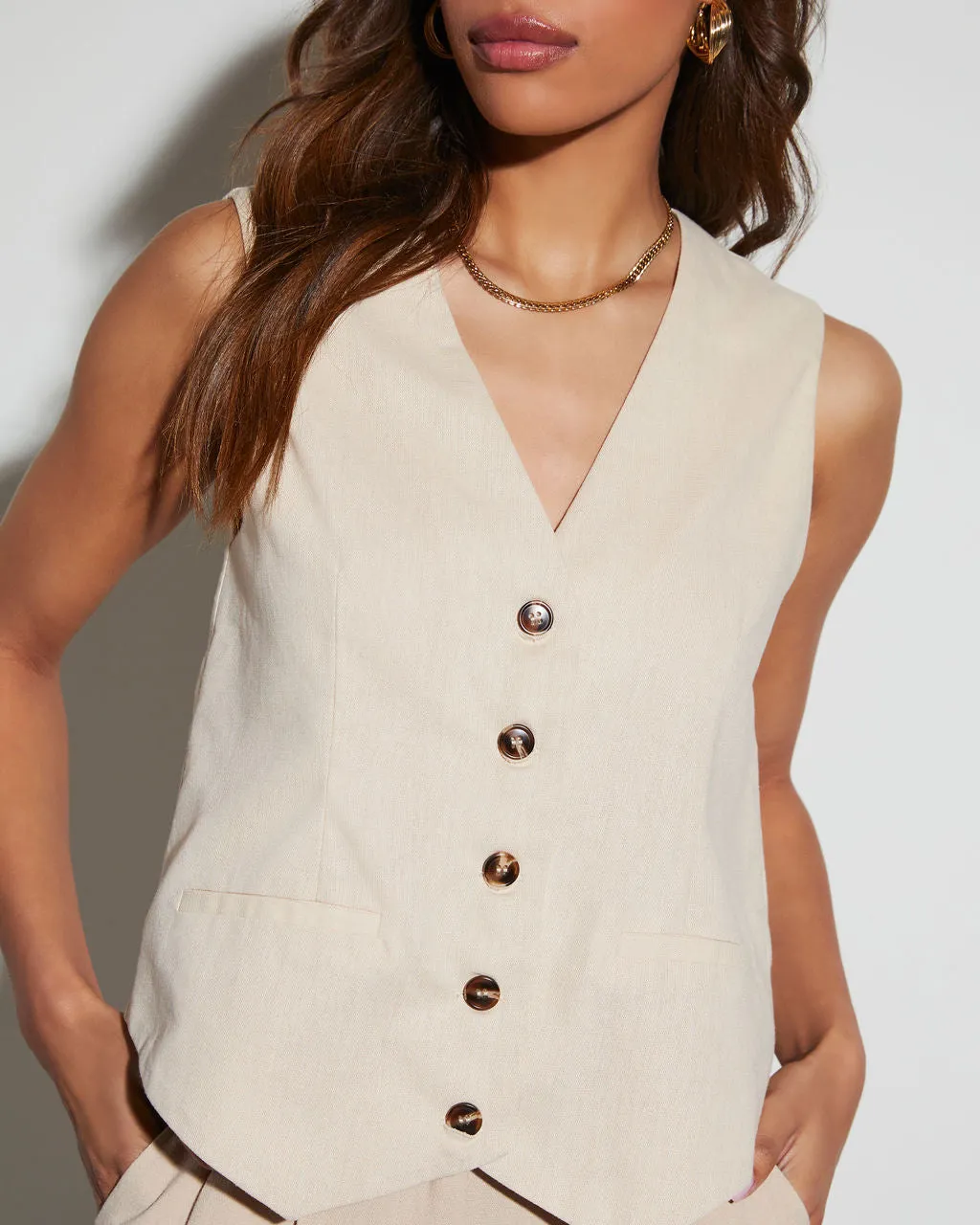 Joslyn Button Down Sleeveless Vest sold by Vici product image thumbnail 3