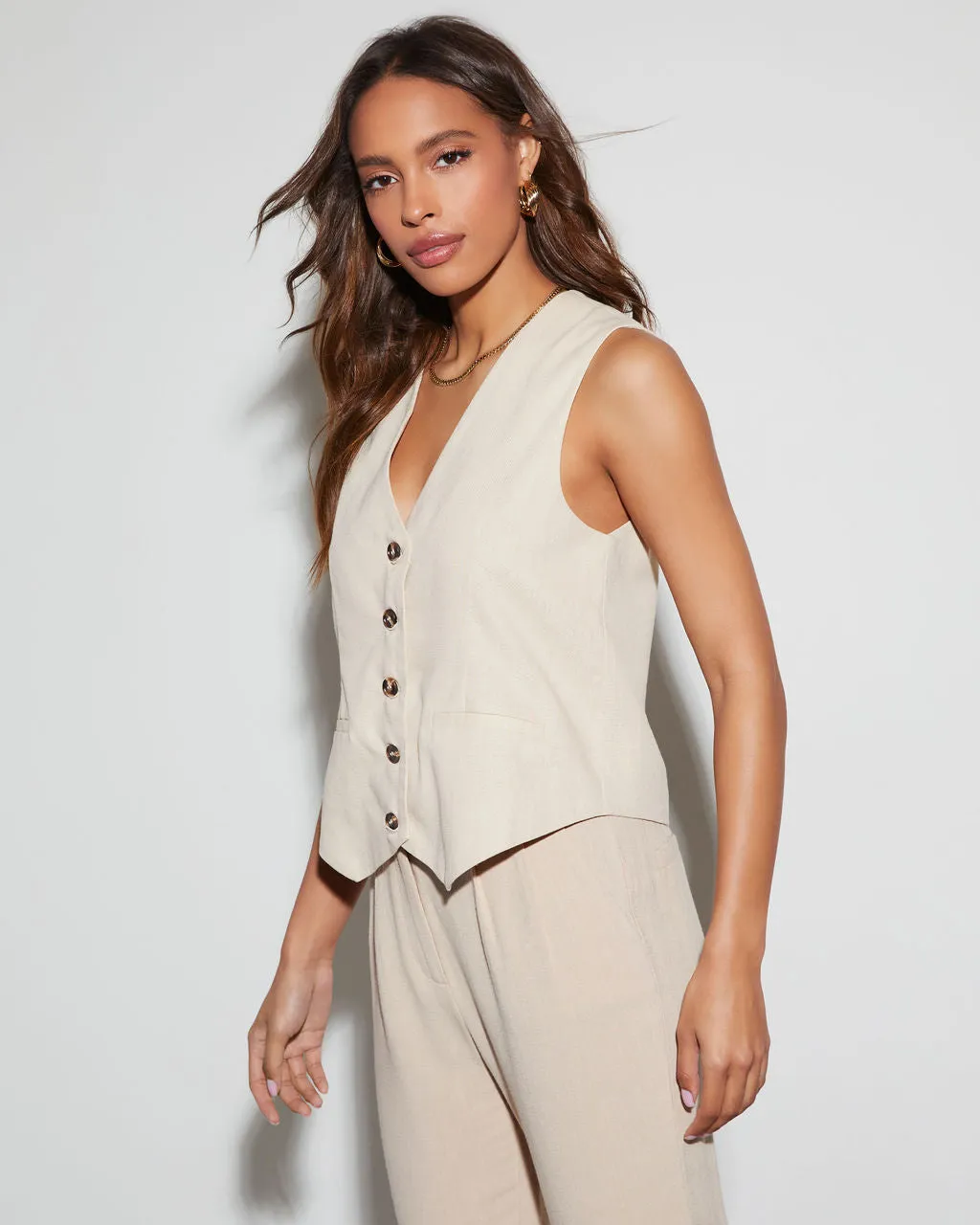 Joslyn Button Down Sleeveless Vest sold by Vici product image thumbnail 4