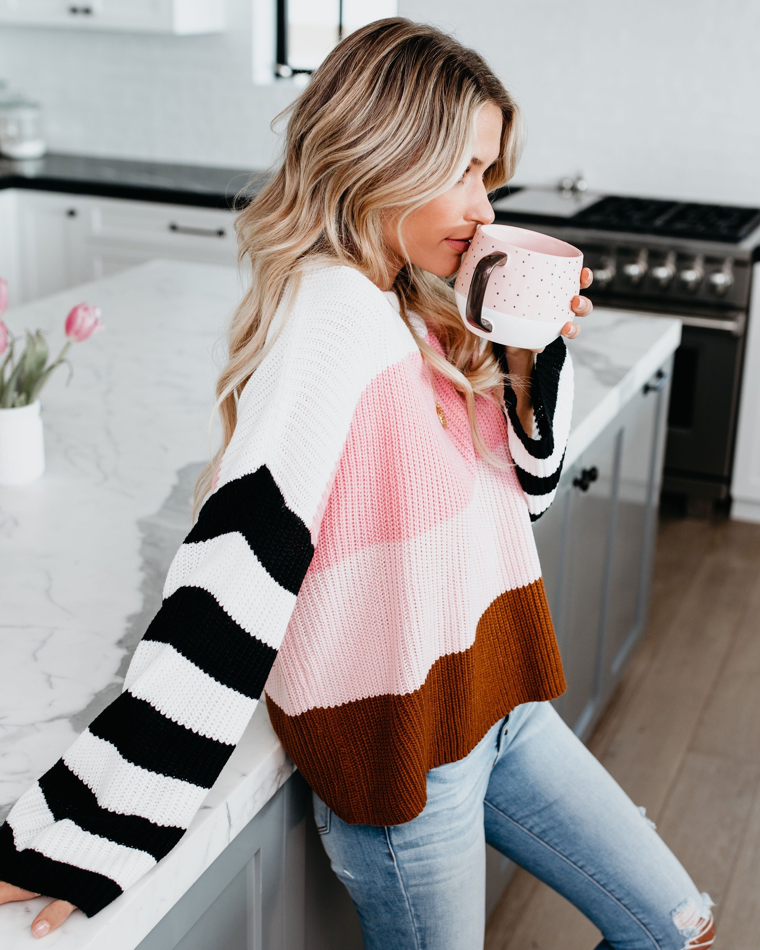 Abigail Contrast Striped Sweater sold by Vici