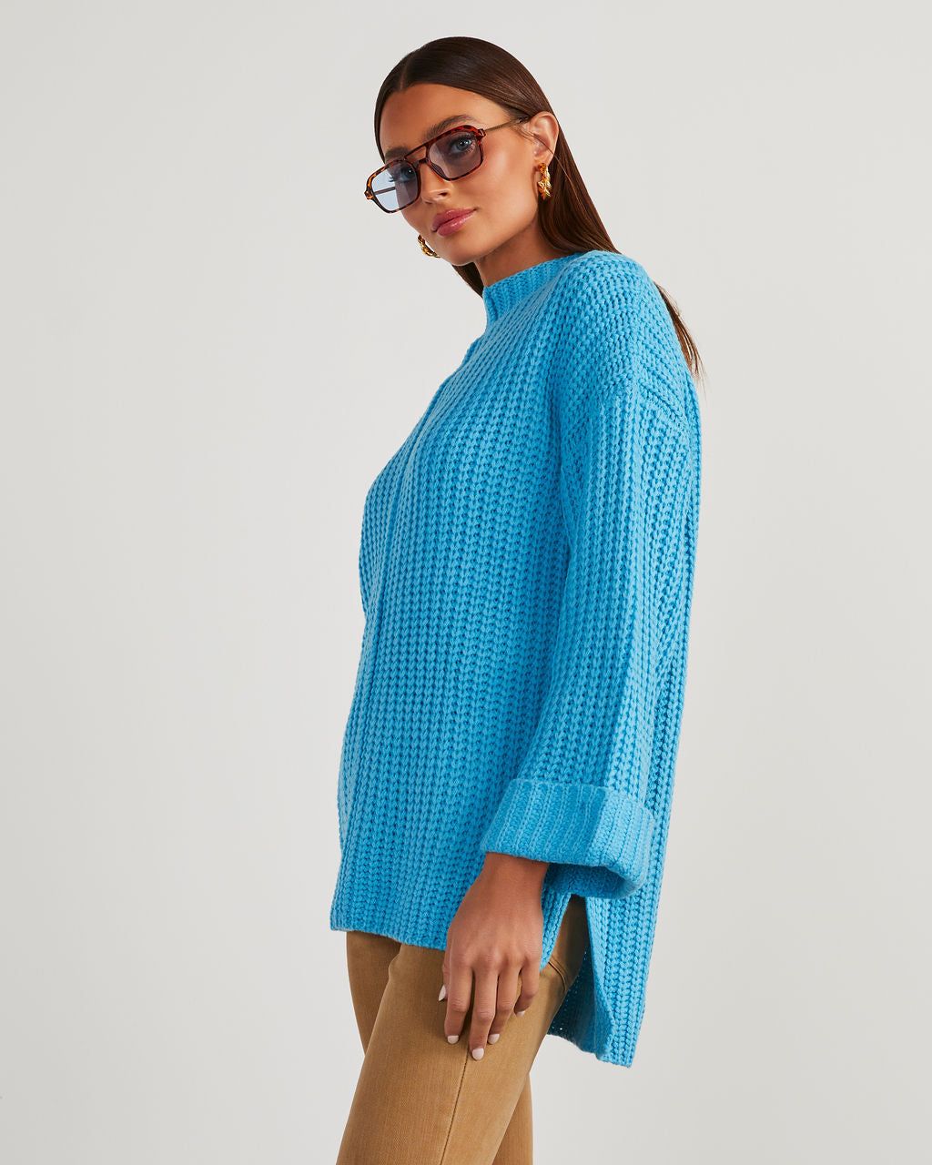 Doherty Relaxed Tunic Sweater - Aqua - SALE sold by Vici product image thumbnail 3