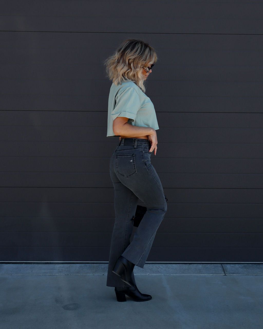 Charlize Cotton Cropped Tee - Sage - LAST CHANCE sold by Vici product image thumbnail 5