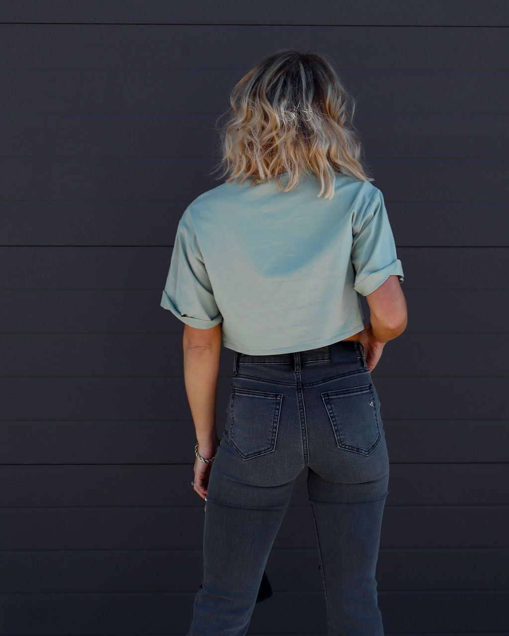 Charlize Cotton Cropped Tee - Sage - LAST CHANCE sold by Vici product image thumbnail 4