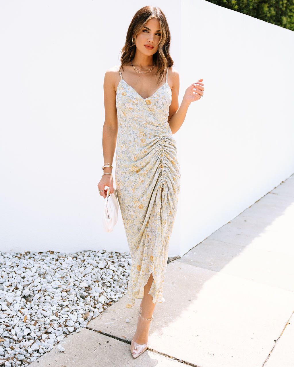 Give Them Kindness Floral Ruched Midi Dress sold by Vici product image thumbnail 3