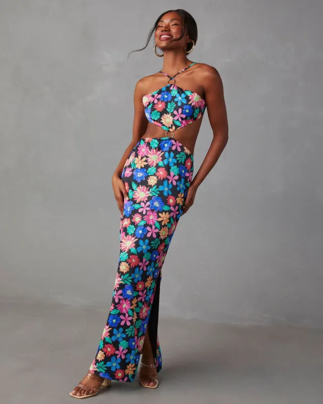 In Bloom Cutout Halter Maxi Dress sold by Vici